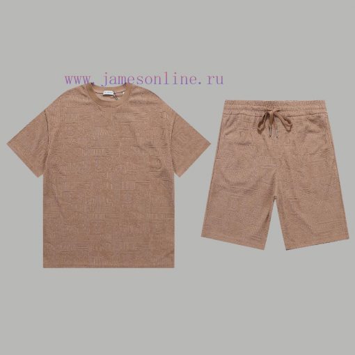 Top Differentiated CurrencyStyle Burberry Full Printed Plush Jacquard Set Short SleeveColor Pic fh037vop - Image 12