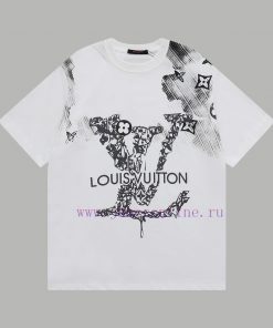 Top Differentiated CurrencyStyle Louis Vuitton LV Vintage Graffiti Craft Short Sleeved ShirtCol se9qhh50