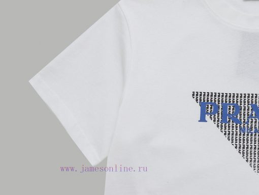 Top Differentiated CurrencyStyle Prada PRADA Triangle 3D Offset Printing Technology Short Sleev 6kykwcme - Image 5