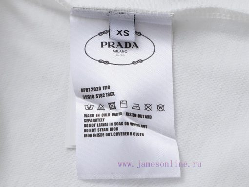 Top Differentiated CurrencyStyle Prada PRADA Triangle 3D Offset Printing Technology Short Sleev 6kykwcme - Image 10