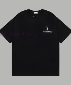 Top Differentiated CurrencyStyle Saint Laurent YSL Classic Logo Short SleeveColor Picture Color h73dy0ct