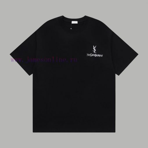 Top Differentiated CurrencyStyle Saint Laurent YSL Classic Logo Short SleeveColor Picture Color h73dy0ct