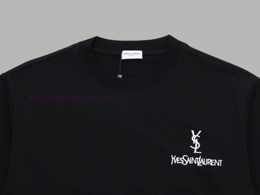 Top Differentiated CurrencyStyle Saint Laurent YSL Classic Logo Short SleeveColor Picture Color h73dy0ct - Image 4
