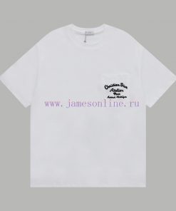 Top Differentiated CurrencyStyle Dior DIOR Chest Pocket Embroidered Short Sleeved ShirtColor Pi exivb81o
