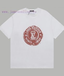 Top Differentiated CurrencyStyle Louis Vuitton LV Circular Seal Logo Short Sleeved ShirtColor P mw88x75f