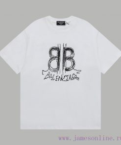 Top Differentiated CurrencyStyle Balenciaga BLA Dissolved Logo Craft Short SleeveColor Picture 46m70byv