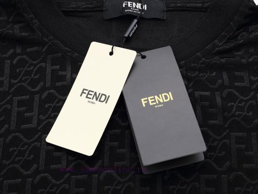 Top Differentiated CurrencyStyle: Fendi FENDI Full Print Jacquard Dark Pattern Short SleeveColo eh9ajghy - Image 8