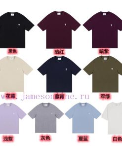 Style Number 12610 Color￥Ami Round Neck Flat Embroidered White Heart T-shirt Classic Hot Sellin y2nh6s2c
