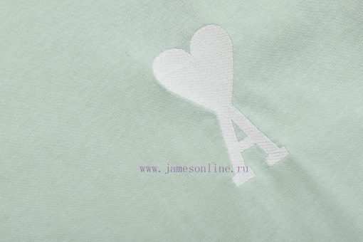2025Ami Spring/Summer T-shirtStyle 117 Ami Large Flat Embroidered White Love Short Sleeved T-sh u44dd2do - Image 9