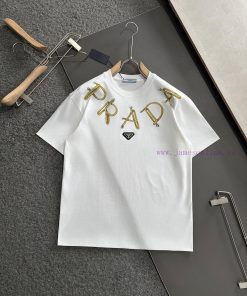 PRAD 2025SS Spring/Summer Round Neck Fashion Short Sleeve T-shirt Synchronized With The Officia m35zxkqf
