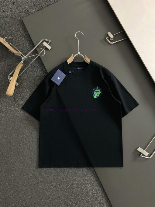 L Card * Loose Fit M-3XL25 Early Spring Latest Ch Joint Large Tongue Letter Offset Heavy Short fdpicoj3 - Image 3