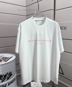 Alexander Wang Alexander 2025 Spring/Summer New Pink Letter Wang Foam Crafted Short Sleeve T-sh 259njf27