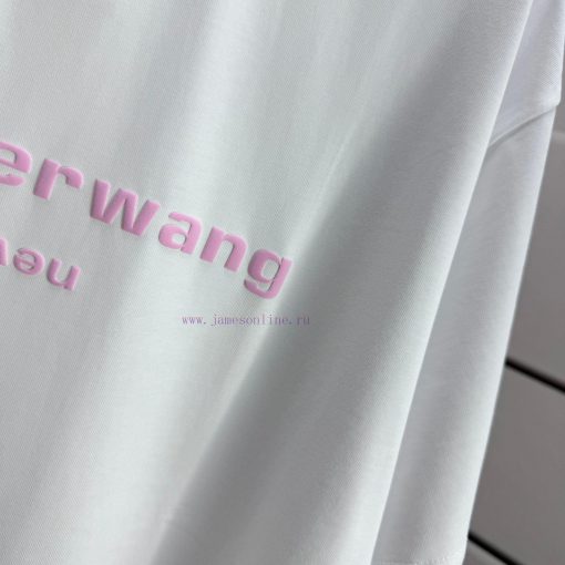 Alexander Wang Alexander 2025 Spring/Summer New Pink Letter Wang Foam Crafted Short Sleeve T-sh 259njf27 - Image 7
