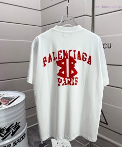 Balenciaga Paris 2025 Spring/Summer New Short Sleeve T-shirt Classic Red Letter Front And Back xbnj4oio