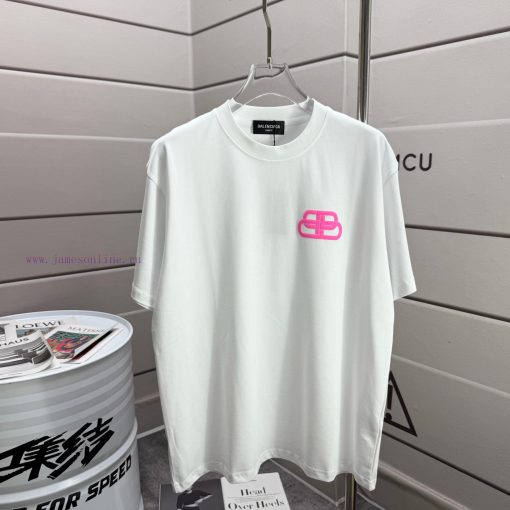 Balenciaga Paris 2025 Spring/Summer New Short Sleeved T-shirt Classic Pink Letter Front And Bac qf5xem1v - Image 3