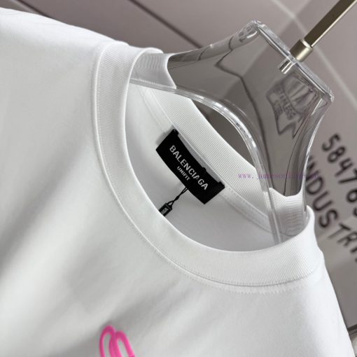Balenciaga Paris 2025 Spring/Summer New Short Sleeved T-shirt Classic Pink Letter Front And Bac qf5xem1v - Image 4
