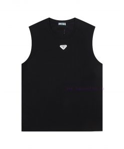 PRADA 2025 New Custom Triangle Logo Letter Logo Unisex VestCustomized 260g 100% Double Yarn Pur 36tn5ddr