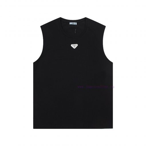PRADA 2025 New Custom Triangle Logo Letter Logo Unisex VestCustomized 260g 100% Double Yarn Pur 36tn5ddr