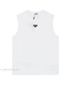 PRADA 2025 New Custom Triangle Logo Letter Logo Unisex VestCustomized 260g 100% Double Yarn Pur ahm53nze