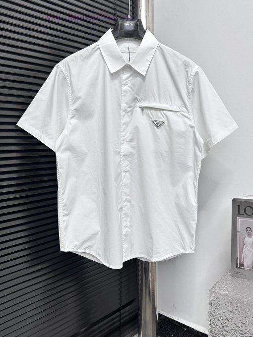 PRADA 24ss Triangle Logo Pocket ShirtUsing 70 Pieces Of Rensi Fu Silk Fabric The Surface Is Tre oqlyom59 - Image 2