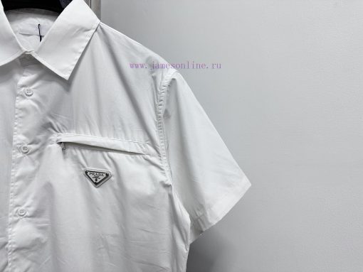 PRADA 24ss Triangle Logo Pocket ShirtUsing 70 Pieces Of Rensi Fu Silk Fabric The Surface Is Tre oqlyom59 - Image 4
