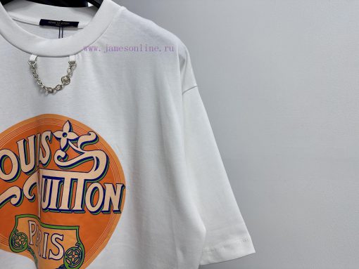￼ ￼ ￼ ￼ Louis Vuitton 25ss Maritime Chain Printed T-shirtCustomized 260g Same Cylinder Dyed Fab 444pwisa - Image 3