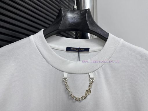 ￼ ￼ ￼ ￼ Louis Vuitton 25ss Maritime Chain Printed T-shirtCustomized 260g Same Cylinder Dyed Fab 444pwisa - Image 4