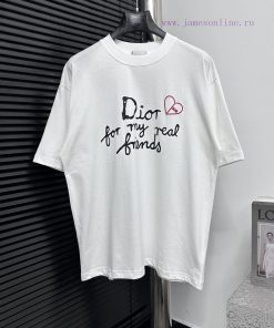 DIOR 25ss Letter Logo T-shirt Short SleevedHeavy Weight 260g Pure Cotton Double Yarn Fabric Wit rw98tvqk
