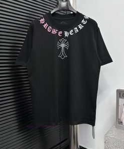 ￼ ChromeHearts 25ss Printed Necklace With Round NeckOriginal Fabric Official Short Sleeved T-sh 41fvkvsf