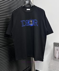DIOR Dior 25ss Cat Letter Logo T-shirt Short SleeveHeavy Weight 260g Pure Cotton Double Yarn Fa hf99nu2o