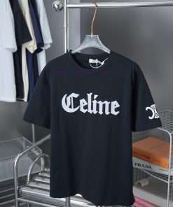 Celine 25SS Early Spring New Embroidered Letter Printed Short SleeveLight Luxury Fashion Is A M uziqipdm