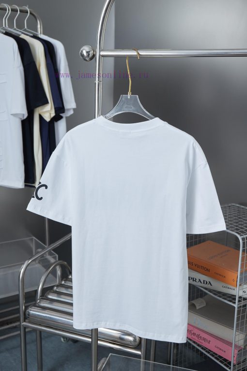 Celine 25SS Early Spring New Embroidered Letter Printed Short SleeveLight Luxury Fashion Is A M flq08u1q - Image 3