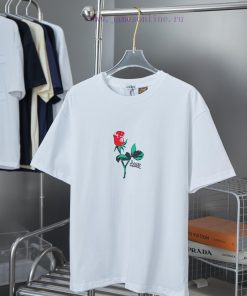 LOEWE 25SS Early Spring New Red Rose Printed Short SleeveLight Luxury Fashion Is A Must-have It bqfufw46