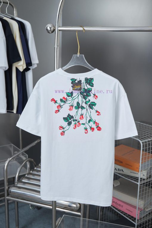 LOEWE 25SS Early Spring New Red Rose Printed Short SleeveLight Luxury Fashion Is A Must-have It bqfufw46 - Image 3