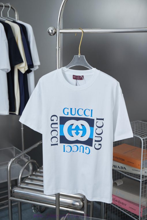 GU Gujia 25SS Spring/Summer New Short Sleeve Classic Double G Printed Pattern Short SleeveLight jytnhxlq