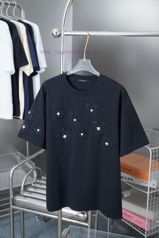 Louis LV 25ss Early Spring New Short Sleeved Contrasting Embroidery Flower Short SleevedLight L p9i8p3jr - Image 2