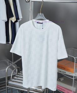 LV Louis Vuitton Plaid Letter Jacquard Fabric Embroidered T-shirtThe Fabric Is Made Of Double S ffi20b8j