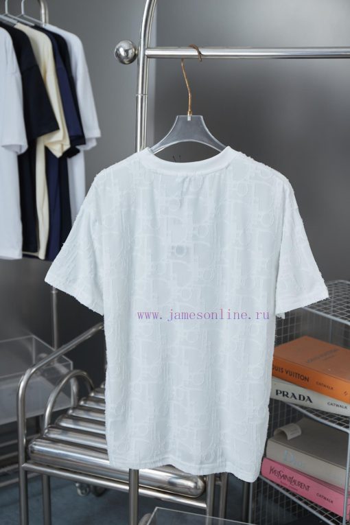Dior 2025 New Embossed Jacquard Short Sleeved ShirtPure Cotton Plain Weave Fabric Woven With 32 q6sg0hh2 - Image 3