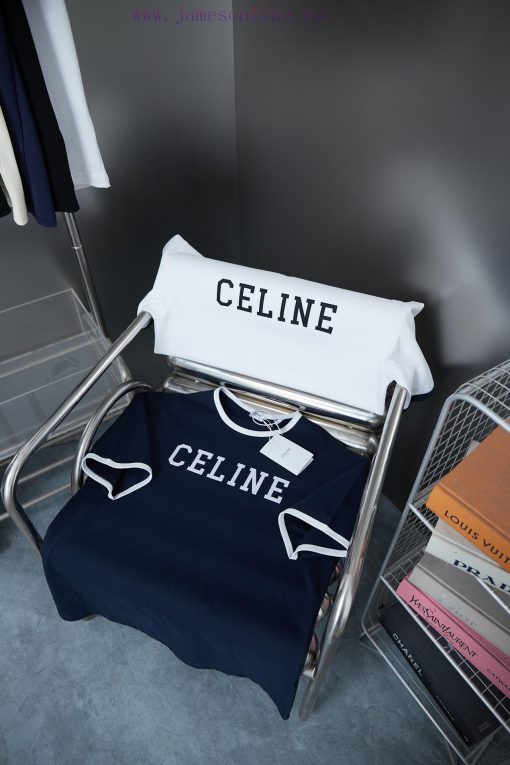 Celine 25SS Early Spring New Letter Printed Short Sleeved ShirtLight Luxury Fashion Is A Must-h lbluja09 - Image 9