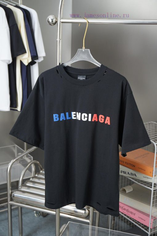 BALELE Balenciaga 25SS Early Spring New Collection Letter Logo Fat Printing Short SleeveLight L t0cce124 - Image 2