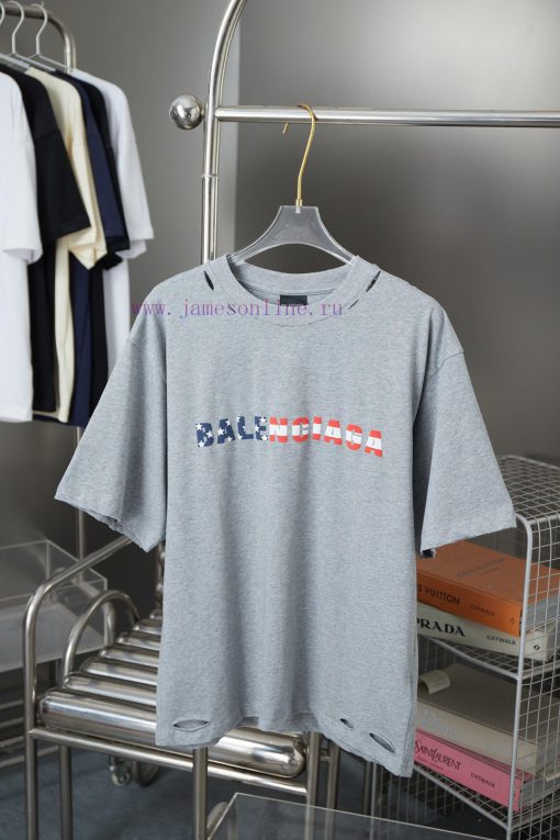 BALELE Balenciaga 25SS Early Spring New Collection Letter Logo Fat Printing Short SleeveLight L ueapycwu - Image 2