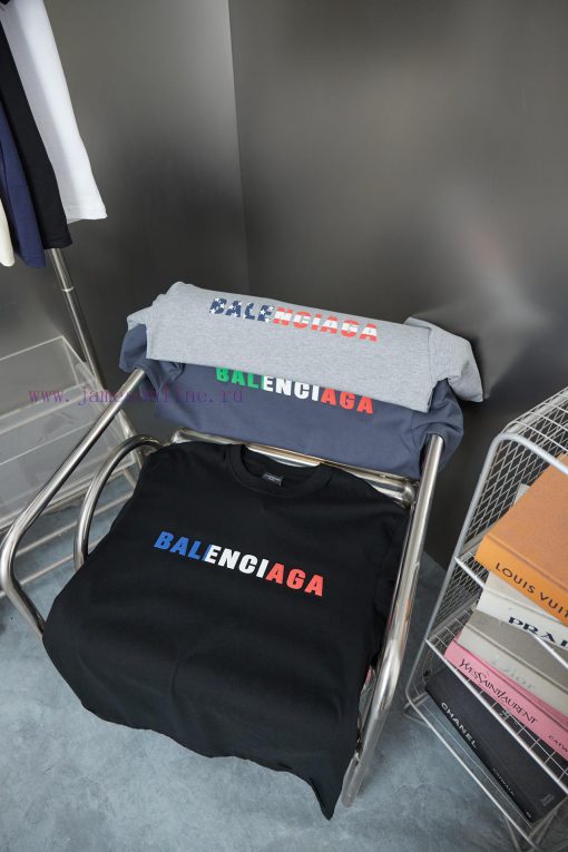 BALELE Balenciaga 25SS Early Spring New Collection Letter Logo Fat Printing Short SleeveLight L t0cce124 - Image 9