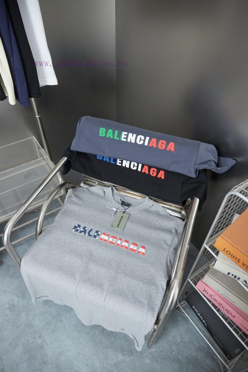 BALELE Balenciaga 25SS Early Spring New Collection Letter Logo Fat Printing Short SleeveLight L ueapycwu - Image 9
