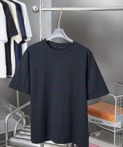 Louis LV 25ss Early Spring New Short Sleeved Fabric Embroidered LV Letter Short Sleeved ShirtLi l7iqytdd