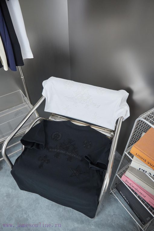 Ch * Ome Hearte 25SS Early Spring New Embroidered Luo Xin Cross Short SleeveLight Luxury Fashio 1v11q35h - Image 9