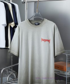 BALELE Balenciaga 25SS Early Spring New Iron Tower Letter Logo Printed Short SleeveLight Luxury 8fau1hi8