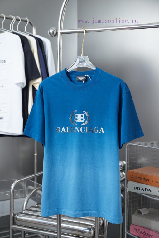BALELE Balenciaga 25SS Early Spring New Collection Letter Logo Gold Pink Printed Short SleeveLi at9mwfxh