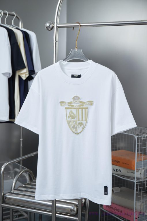 Fendi 2025ss Early Spring New Embroidered Shield Squirrel Short SleeveLight Luxury Fashion Is A rf377qpw - Image 2