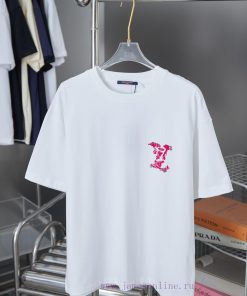 LV Louis Vuitton 25SS Early Spring New Plush Lv Letter Rhinestone Short Sleeved ShirtLight Luxu ys05zwyj