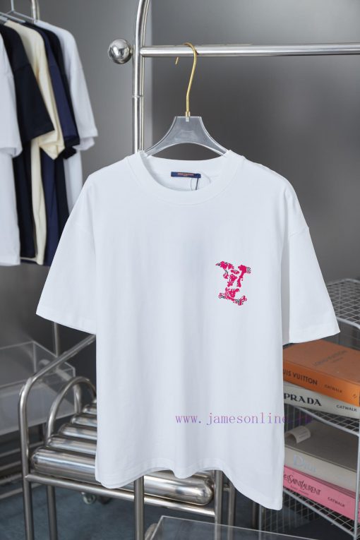 LV Louis Vuitton 25SS Early Spring New Plush Lv Letter Rhinestone Short Sleeved ShirtLight Luxu ys05zwyj - Image 2